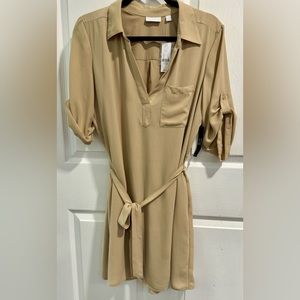 New York & Co. Belted Shirt Shift Dress. Size M. 3/4 Sleeve, lined, w/pockets.